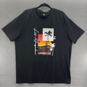 Manfinity Men’s Black Stretch Lightweight Graphic‎ T-Shirt Los Angeles Size XL